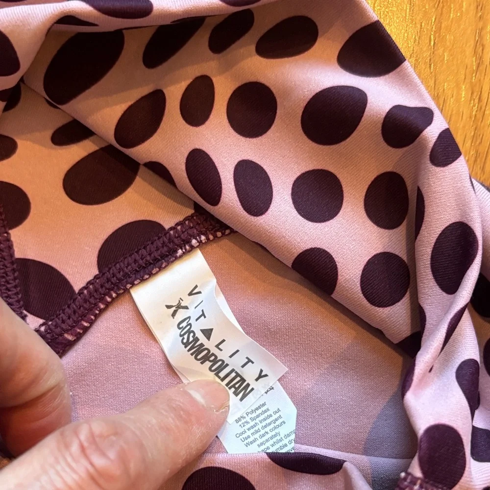 Vitality x Cosmopolitan Lavender Dot High-Rise Bike Shorts NWOT - Picture 2 of 3